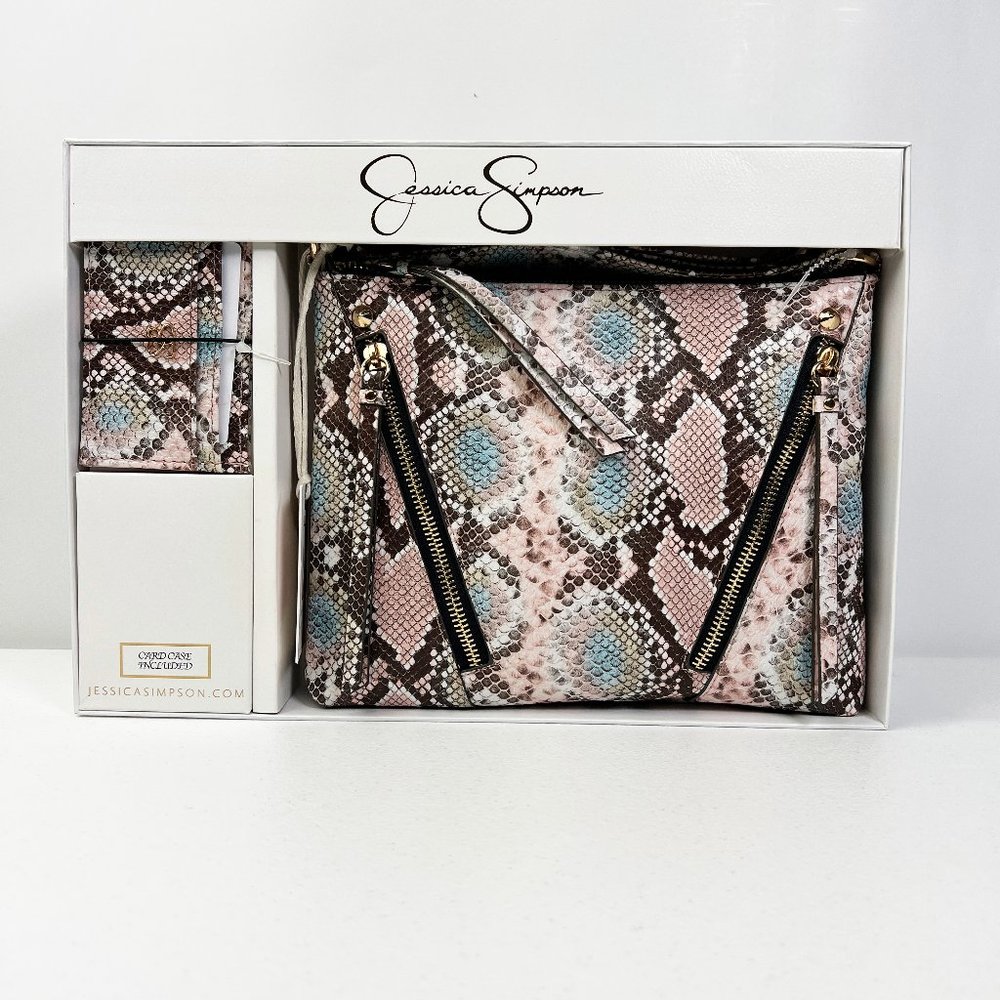 Jessica Simpson Powder Blush Blend Cross Body Hand Bag with Pouch Card Brand New